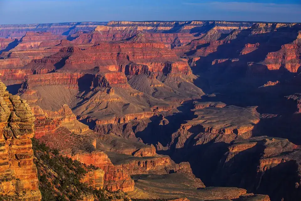 Grand Canyon south rim layered in afternoon light.