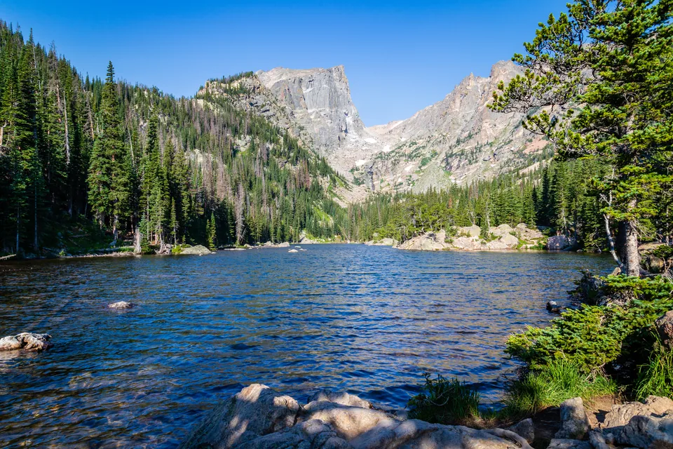 Dream Lake below the peaks of Rocky Mountain National Park.
