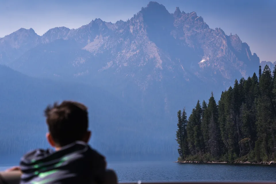 Redfish Lake below the jagged Sawtooth Range in Idaho.